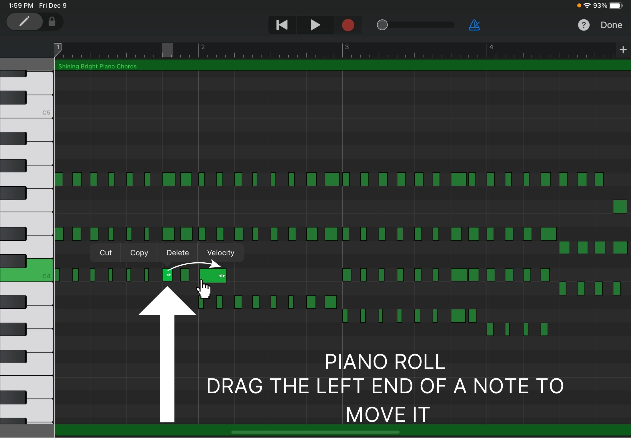Move Notes in the MIDI Piano Roll