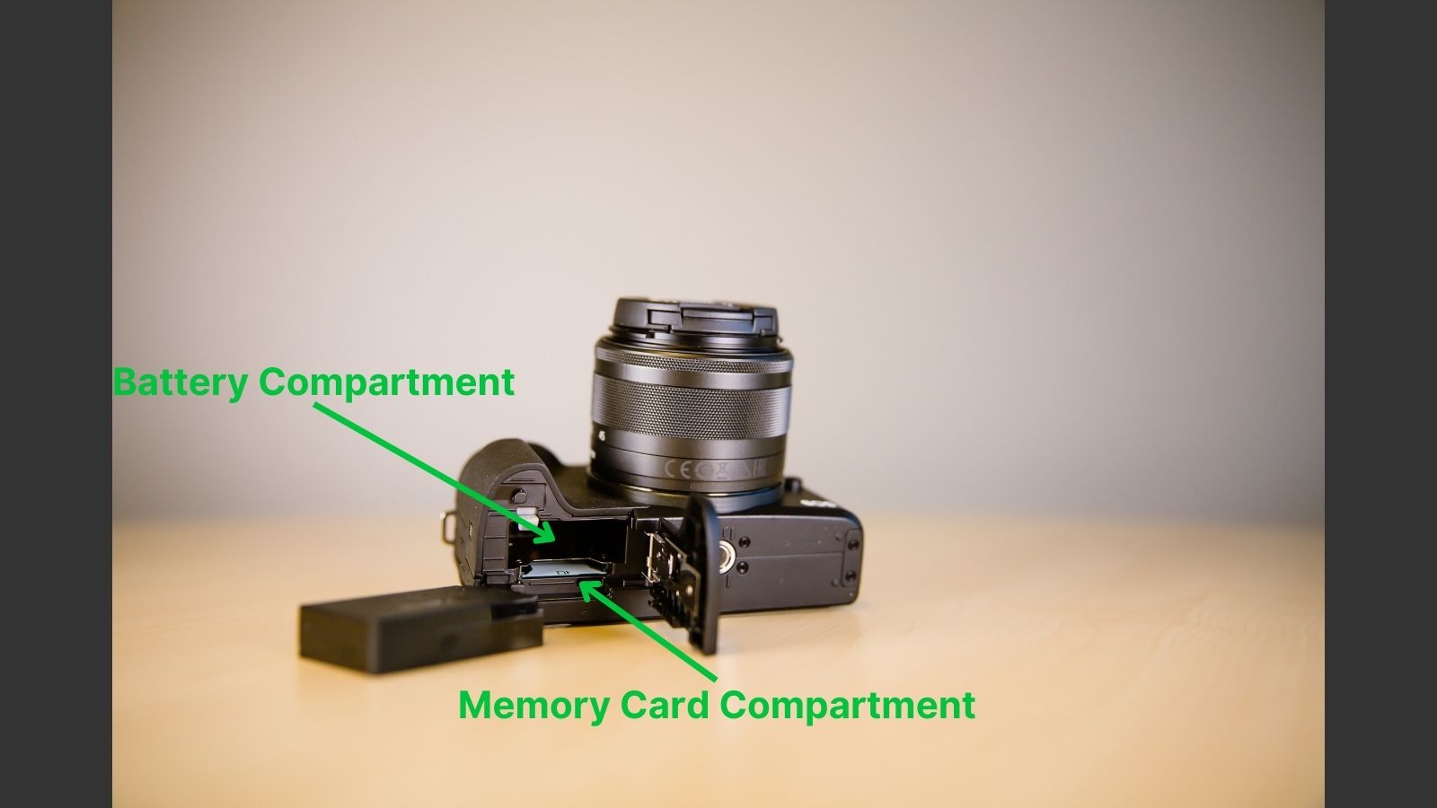 Camera Battery and Memory Card Compartments