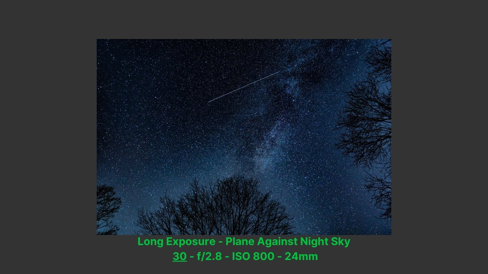 Long Exposure Plane Against Night Sky