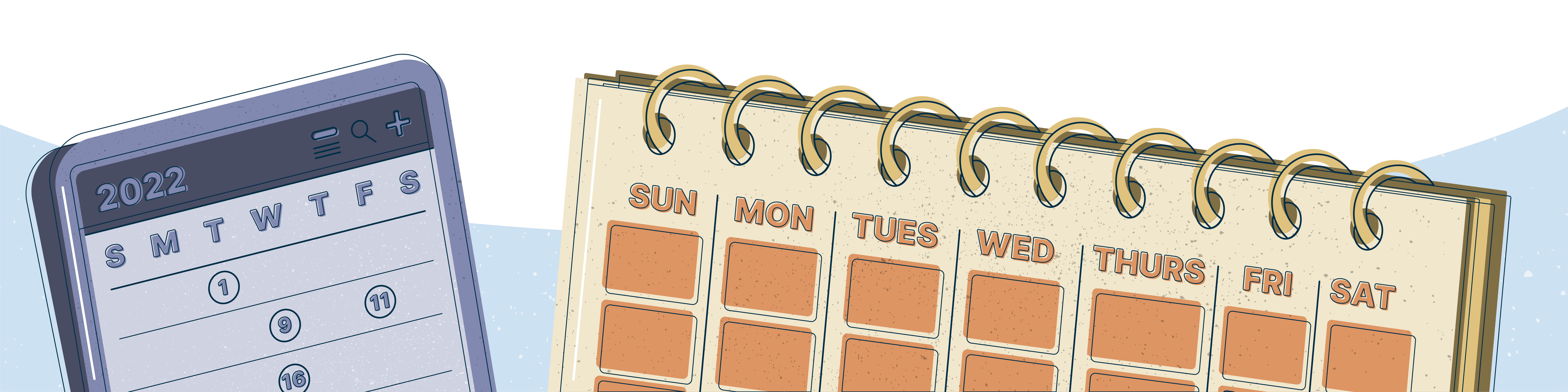 A digital and a paper calendar