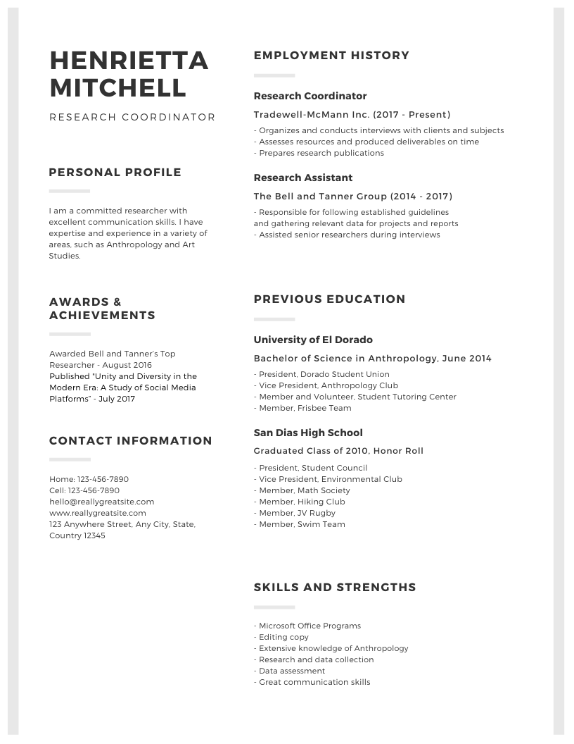 Researcher Resume