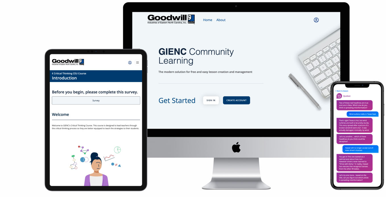 various devices displaying Community.GIENC website