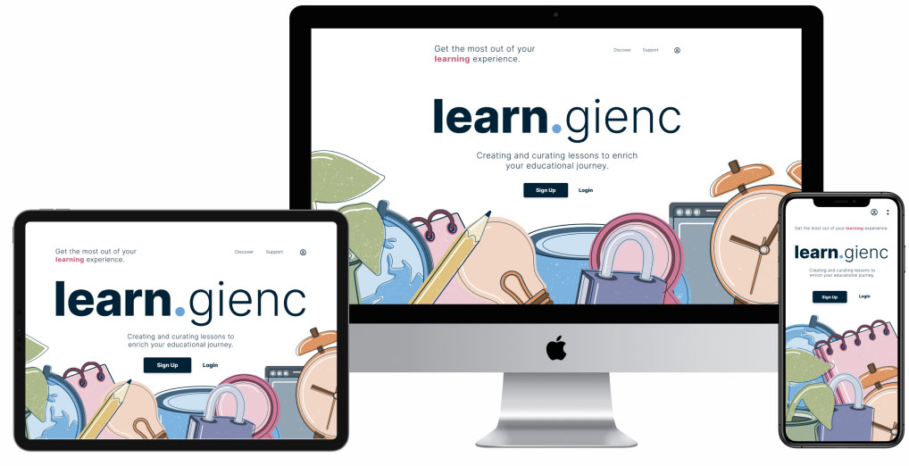 various devices displaying Learn.GIENC website